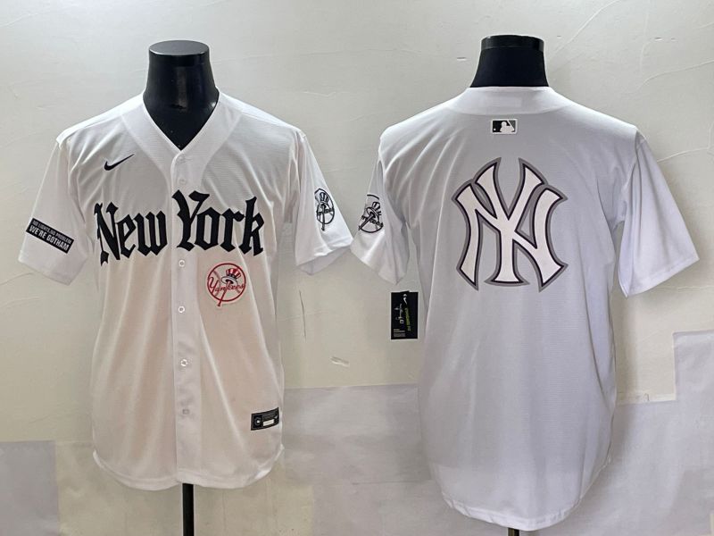 Men 2025 New York Yankees Blank White Five generations Joint Name Nike MLB Jersey style 90
